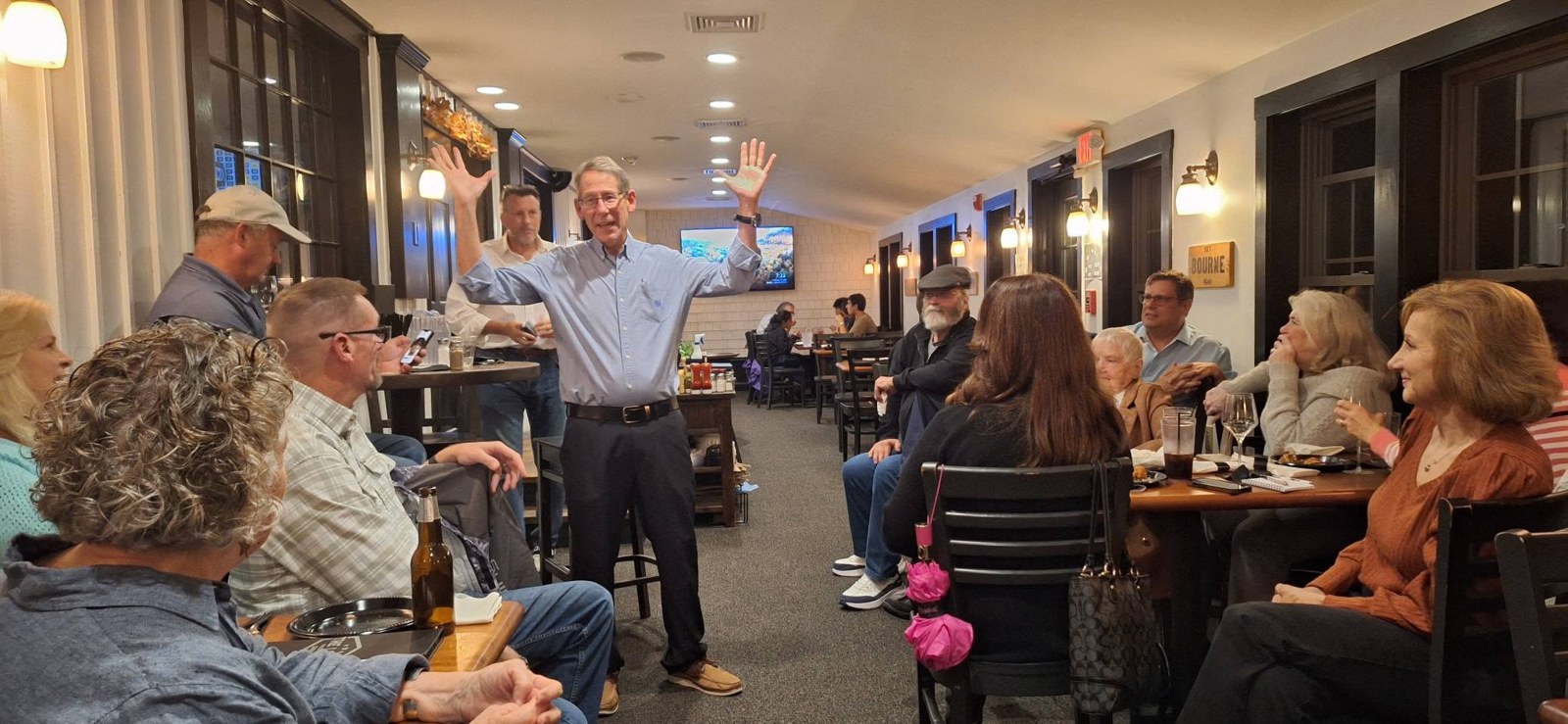 Sandwich RTC Chairman Gene Parini speaking to members gathered around tables, September 29, 2026